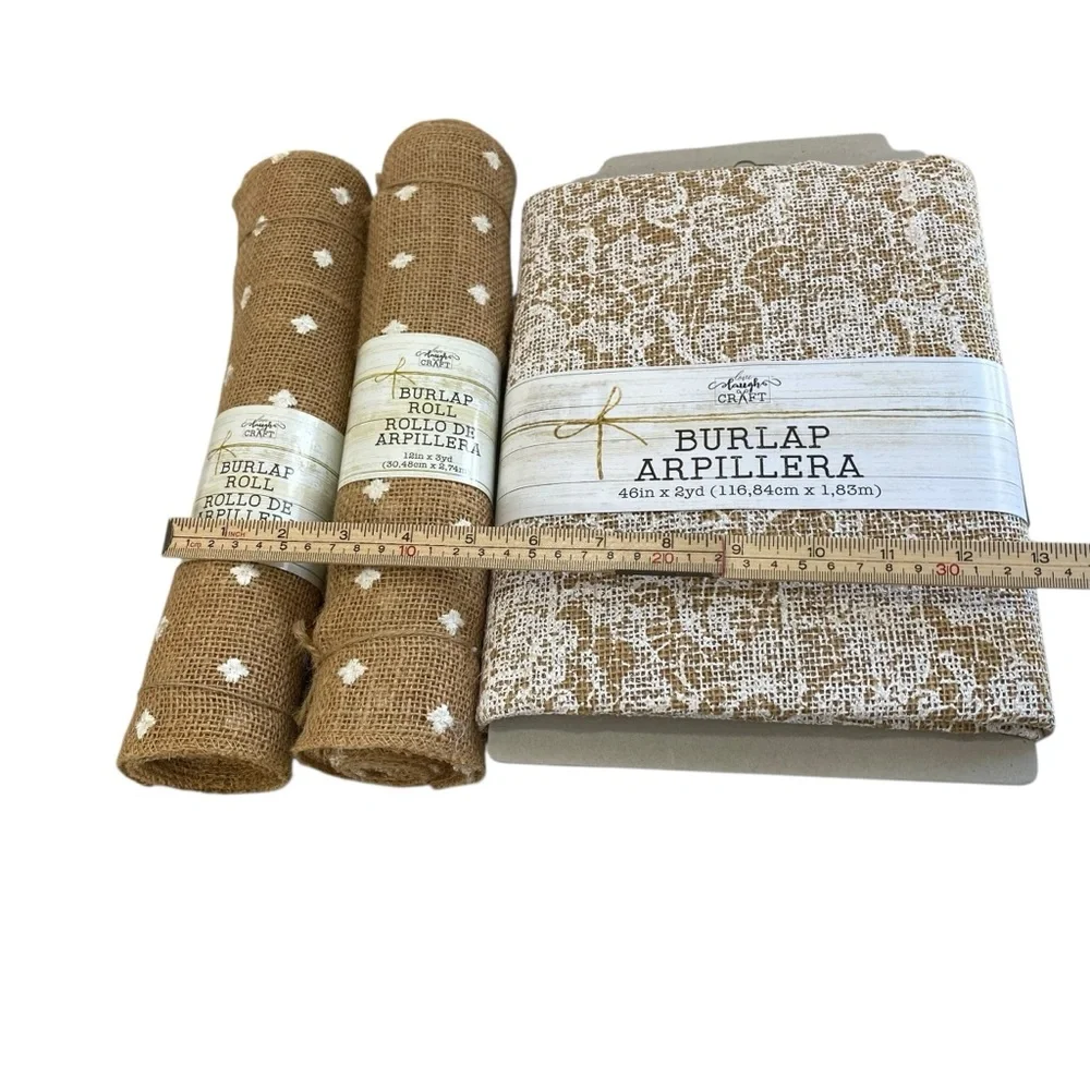 Craft Project Jute Burlap Floral Roll 12in x 3yd Bundle Set Tan Brown 46in X 2yd